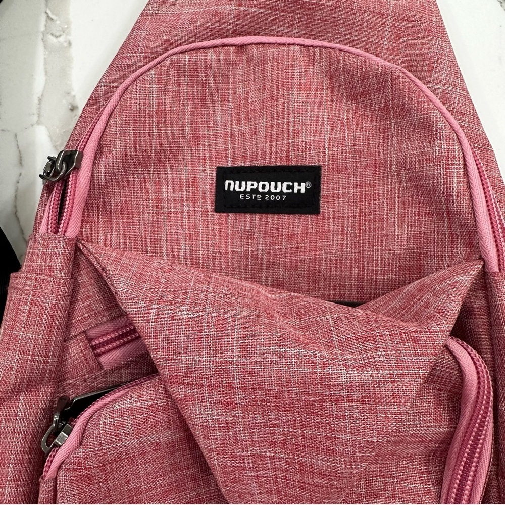 NuPouch Anti-Theft Sling Bag with USB Charging Port - Heather Rose - Picture 3 of 14